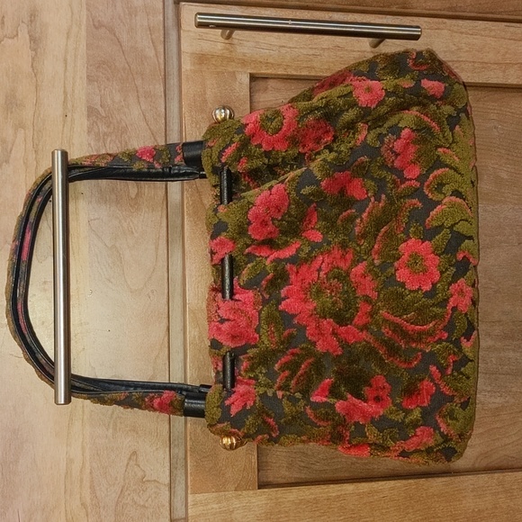 VTG Vintage Floral Carpet Handbag, pink and green - Picture 3 of 17
